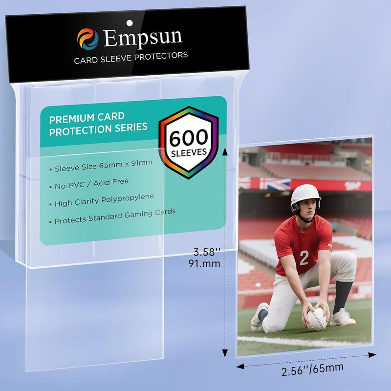 Empsun 600 Count Clear Trading Card Sleeves, Soft Penny Sleeves Protectors Fit for Standard Cards, Sports Cards, TCG/MTG Game Cards, Baseball Cards - Image 2